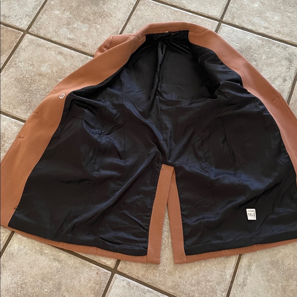 Wool Blend Camel Double-Breasted Pea Coat - Picture 12 of 16